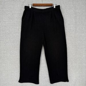 St John‎ Knit Cropped Pants High Waist Career Casual Black Trousers Sz L Santana